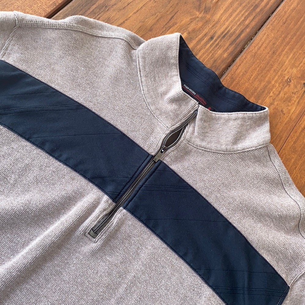 Tiger Woods Collection by Nike 1/4 Zip Golf Pullover in Biege/Black Size XL
